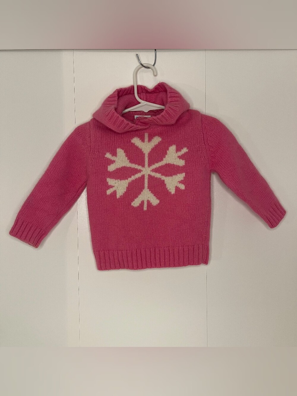 Vintage Gumballs Pink Snowflake Lambswool Knit Hooded Sweater Toddler Girls 2T